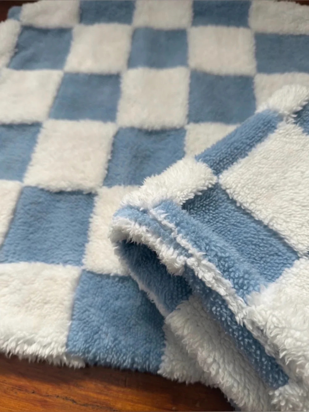 Blue and White Checker Plush pillow covers